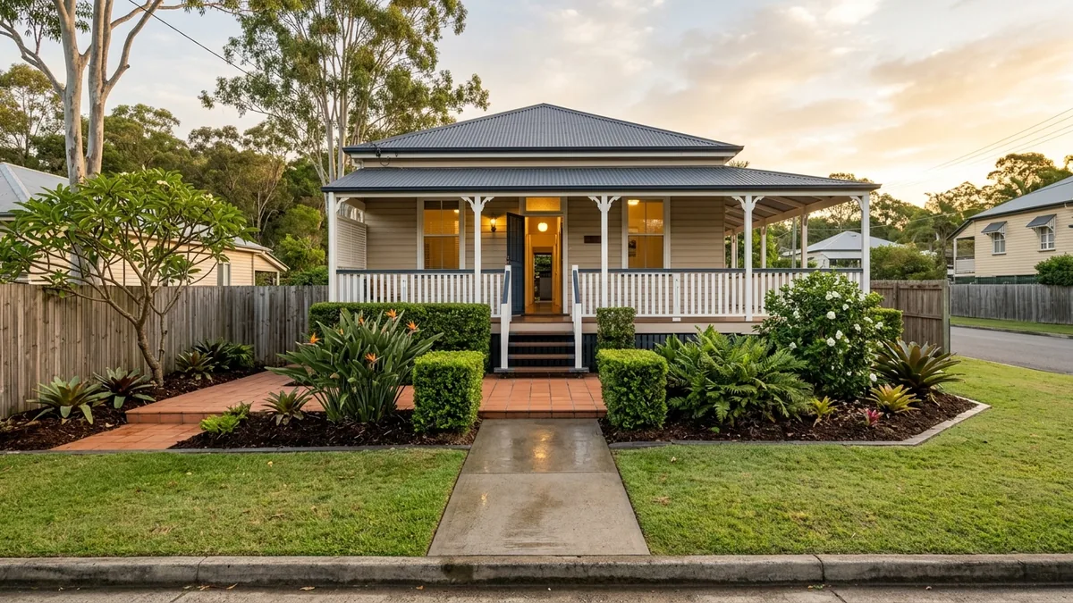 Tidy street-facing entrance of a Brisbane home before sale presentation