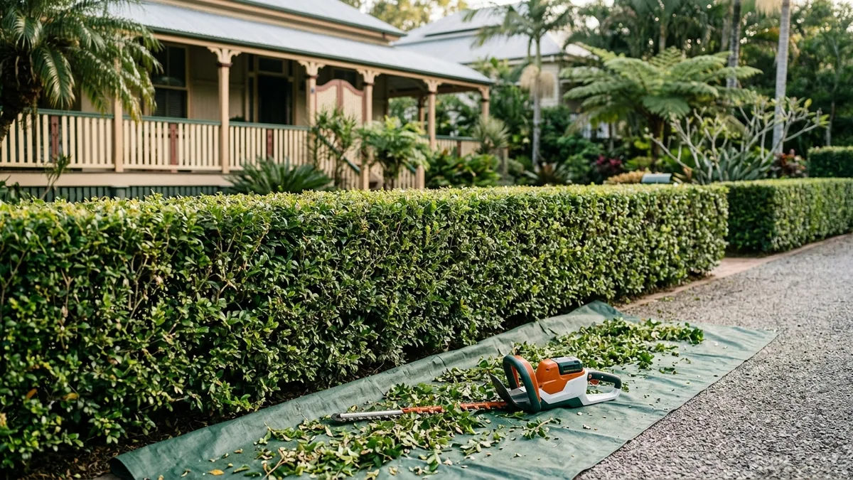 Hedge being trimmed at a home